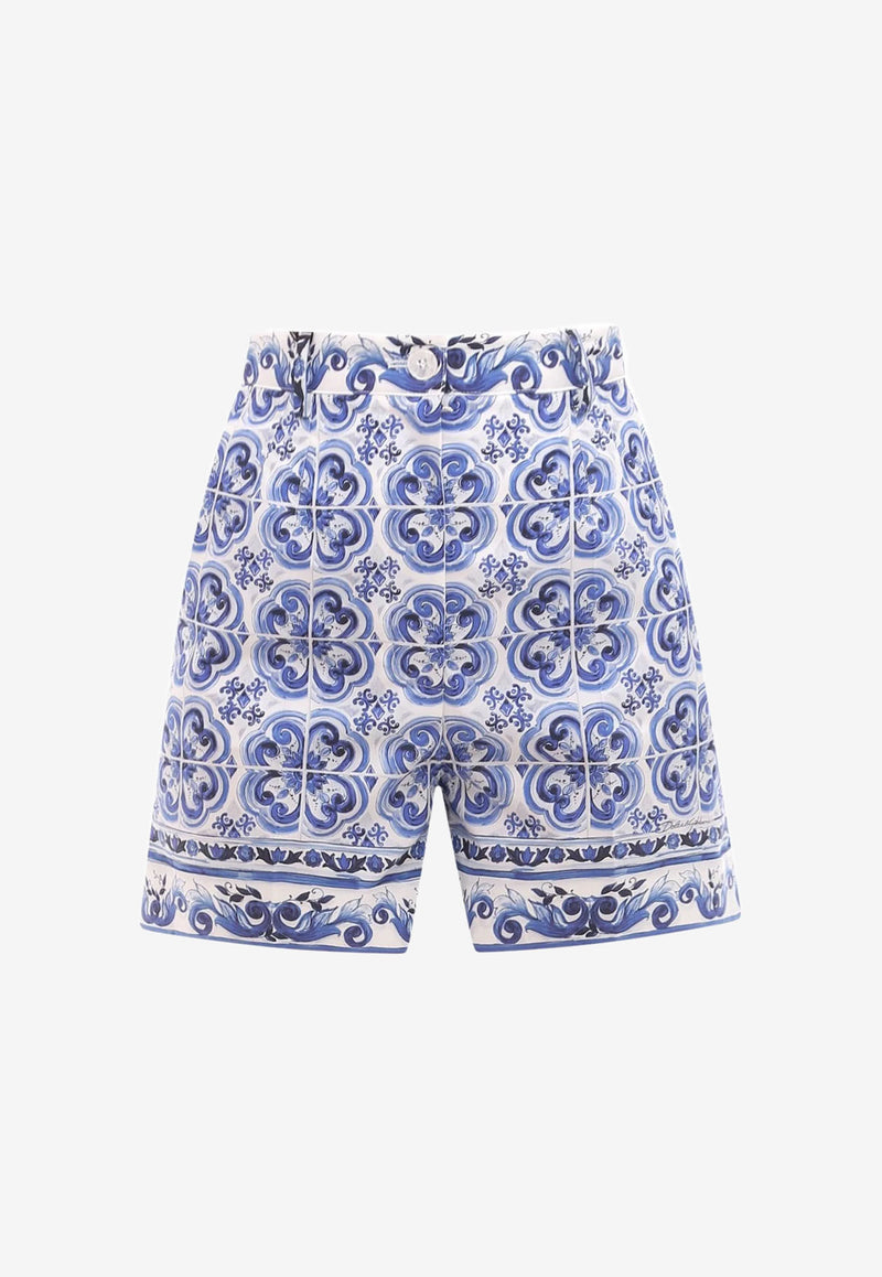 Dolce 
Gabbana Majolica Print Tailored Shorts Blue FTASXT HH5BG HA3TN