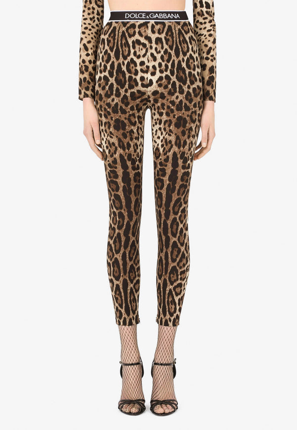 Dolce 
Gabbana Leopard Print High-Waist Charmeuse Leggings Brown FTB8FT FSADD HY13M