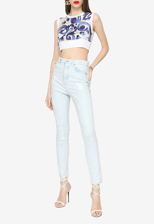 Dolce 
Gabbana High-Waist Ripped Jeans Sky Blue FTBXHD G8GF7 S9001