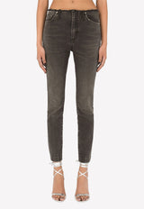 Dolce 
Gabbana Low-Rise Jeans with Raw-Cut Waistband Grey FTCHOD G8CO7 S9001