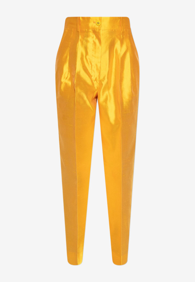 Dolce 
Gabbana High-Waist Tapered Silk Pants Yellow FTCJCT FU1L5 A9818