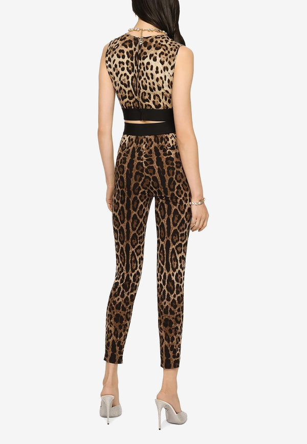 Dolce 
Gabbana Leopard-Print Charmeuse Leggings Brown FTCTNT FSADD HY13M