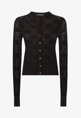 Dolce 
Gabbana DG Logo Jacquard Lace Cardigan Black FXD65T JAIEK N0000