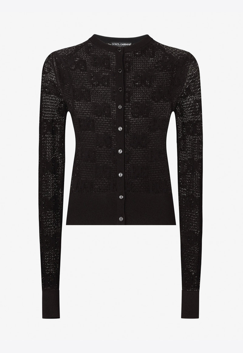 Dolce 
Gabbana DG Logo Jacquard Lace Cardigan Black FXD65T JAIEK N0000