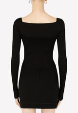 Dolce 
Gabbana Sweetheart Neck Rib-Knit Top Black FXG67T JAIFJ N0000