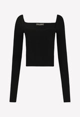 Dolce 
Gabbana Sweetheart Neck Rib-Knit Top Black FXG67T JAIFJ N0000