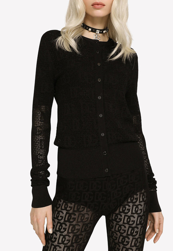 Dolce 
Gabbana DG Logo Knitted Cardigan Black FXI48T JAIL1 N0000