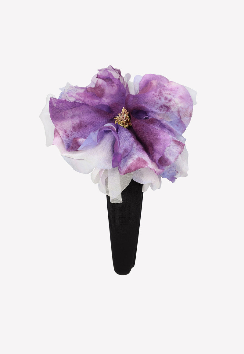 Dolce 
Gabbana Silk Headband with Organza Flower Emblem FY347Z GER77 F0291 Purple