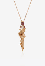 Ethnic Collection Necklace in 18-karat Rose Gold with Ruby and White Diamonds