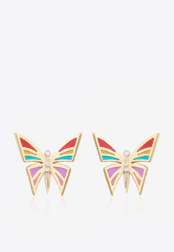 My Dream is to Fly 18-Karat Yellow Gold Stud Earrings with Diamonds