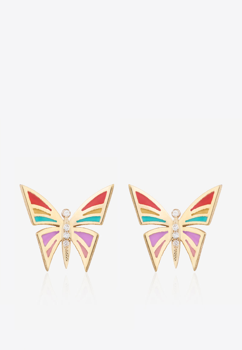 My Dream is to Fly 18-Karat Yellow Gold Stud Earrings with Diamonds