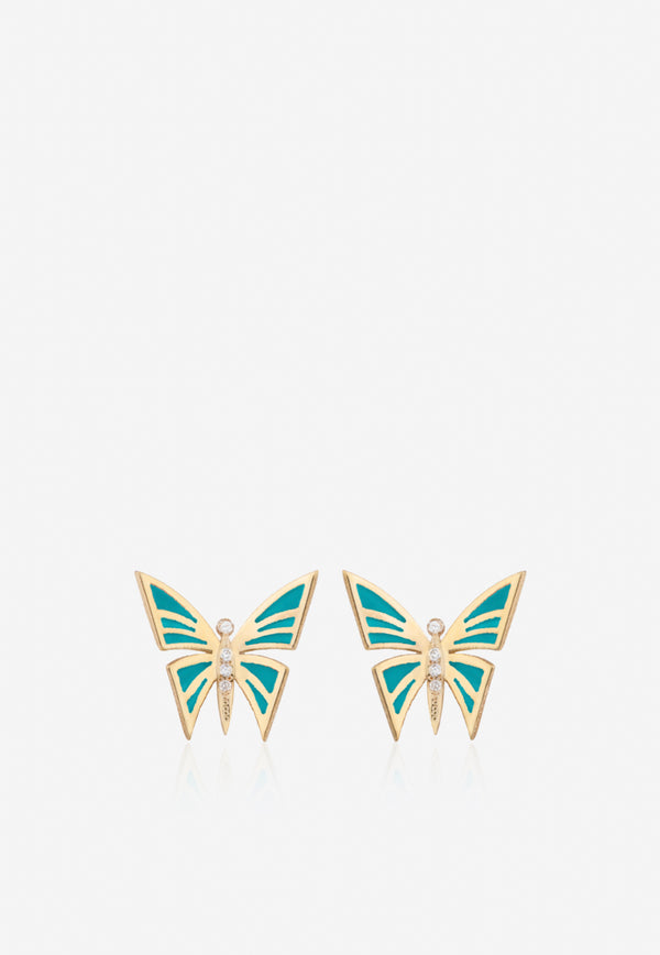 My Dream is to Fly 18-Karat Yellow Gold Stud Earrings with Diamonds