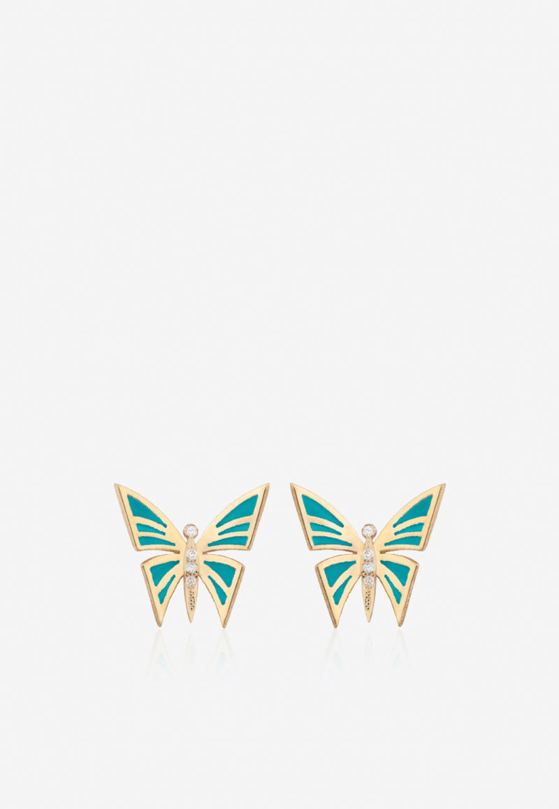 My Dream is to Fly 18-Karat Yellow Gold Stud Earrings with Diamonds