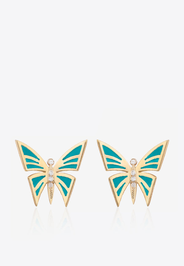 My Dream is to Fly 18-Karat Yellow Gold Stud Earrings with Diamonds