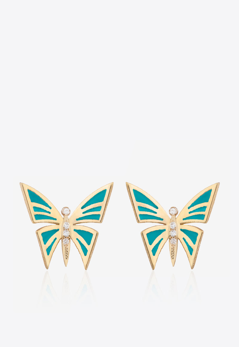 My Dream is to Fly 18-Karat Yellow Gold Stud Earrings with Diamonds