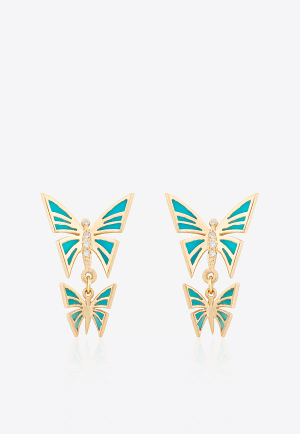 My Dream is to Fly Dangle Earrings in 18-Karat Yellow Gold with Diamonds