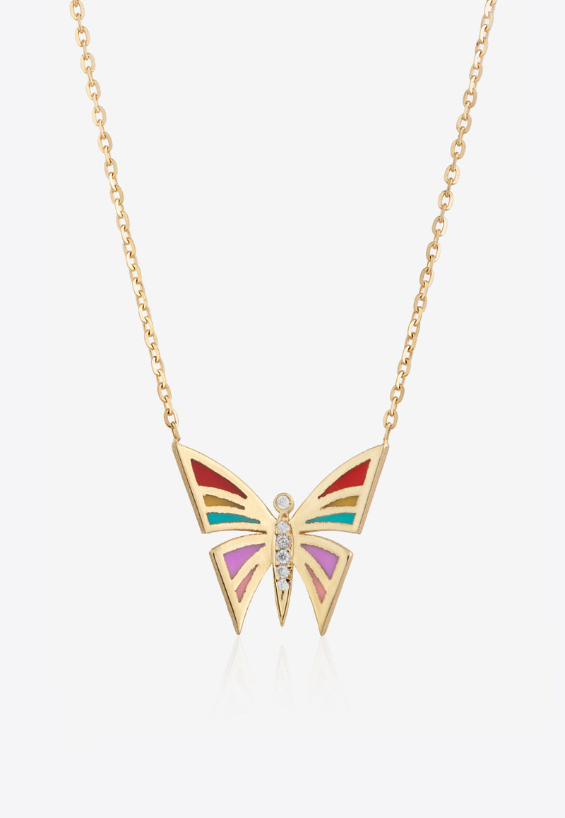 My Dream is to Fly Diamond Butterfly Necklace in 18-Karat Yellow Gold