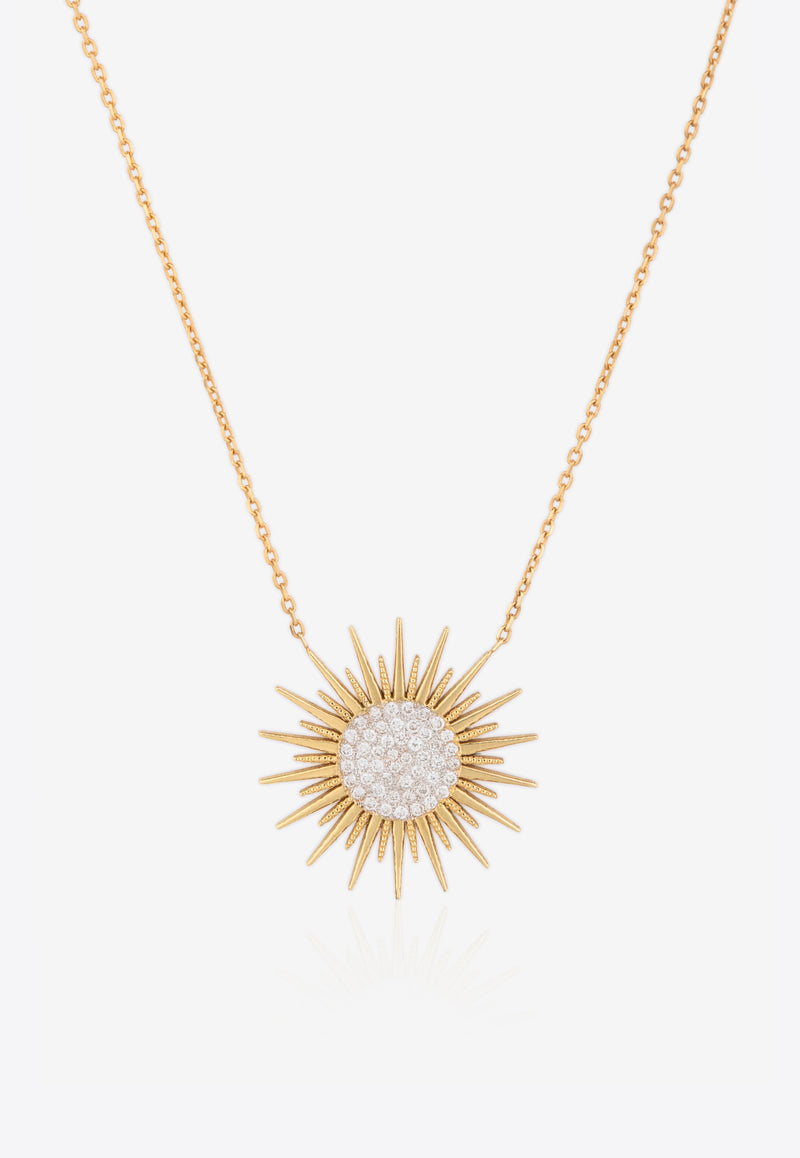 Soleil Collection Necklace in 18-karat Yellow Gold with White Diamonds