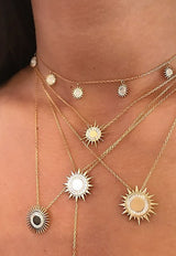 Soleil Collection Necklace in 18-karat Yellow Gold with White Diamonds