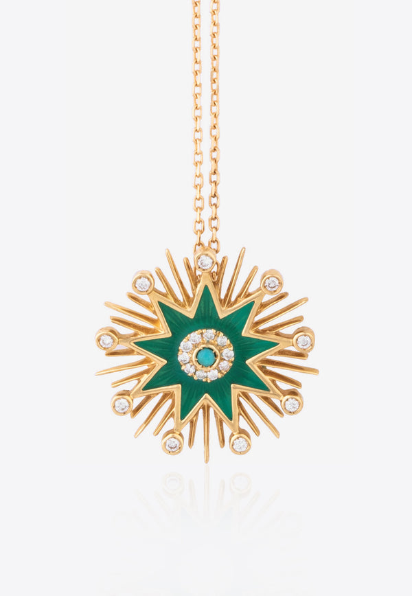 Sweet Collection Necklace in 18-karat Yellow Gold, Enamel and White Diamonds