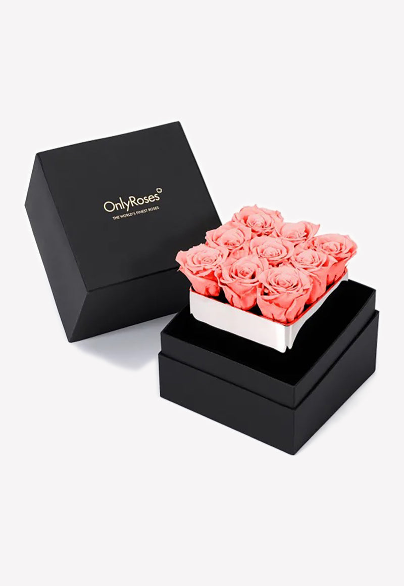 OnlyRoses Infinite Rose Silver Cube Flamingo 