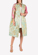 Francesco Scognamilio Green Collarless Embroidered Foil Coat CP53/56/765