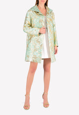 Francesco Scognamilio Green 3D Floral Embroidered Foil Cocoon Coat CP51/56/074