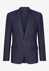 Dolce 
Gabbana Linen Single-Breasted Blazer Navy G2QS6T FU4LF B0310