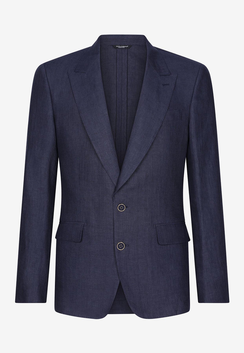 Dolce 
Gabbana Linen Single-Breasted Blazer Navy G2QS6T FU4LF B0310