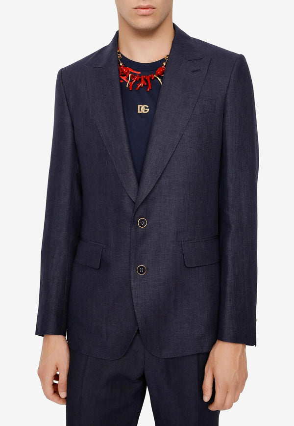 Dolce 
Gabbana Linen Single-Breasted Blazer Navy G2QS6T FU4LF B0310