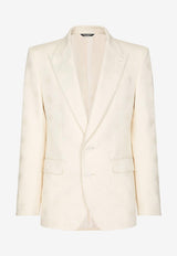 Dolce 
Gabbana Logo Jacquard Single-Breasted Blazer White 