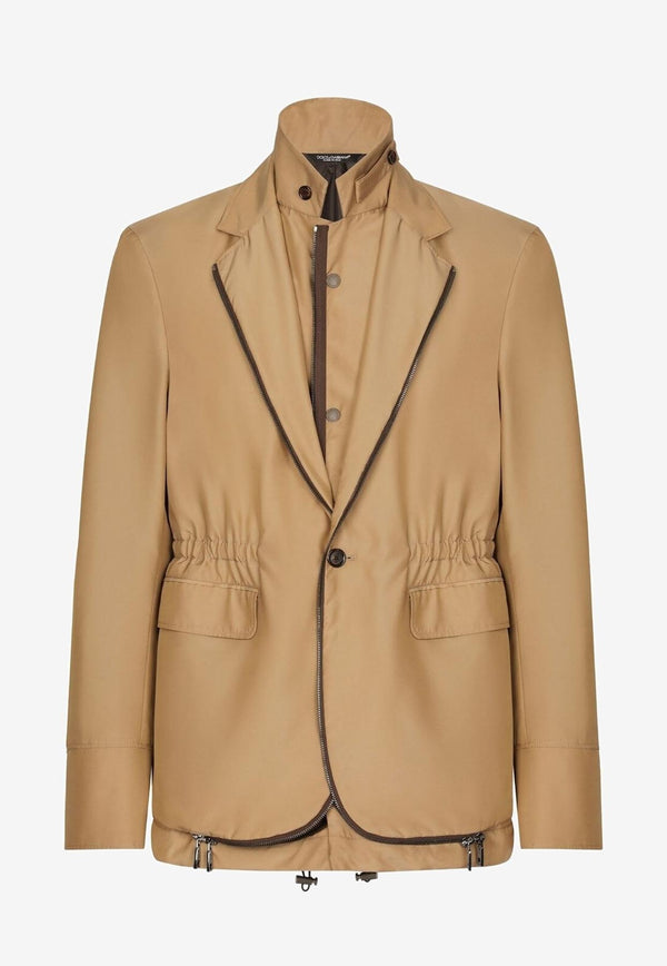 Dolce 
Gabbana Single-Breasted Layered Jacket Beige 