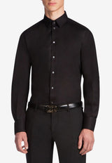 Dolce 
Gabbana Black Slim Fit Long-Sleeved Shirt in Stretch Cotton G5EJ0T FUEEE N0000