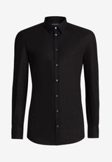 Dolce 
Gabbana Black Slim Fit Long-Sleeved Shirt in Stretch Cotton G5EJ0T FUEEE N0000