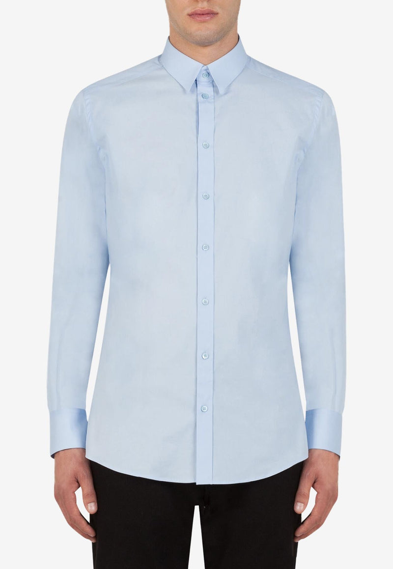 Dolce 
Gabbana Blue Slim Fit Long-Sleeved Shirt in Cotton G5EJ0T FUEEE B1581