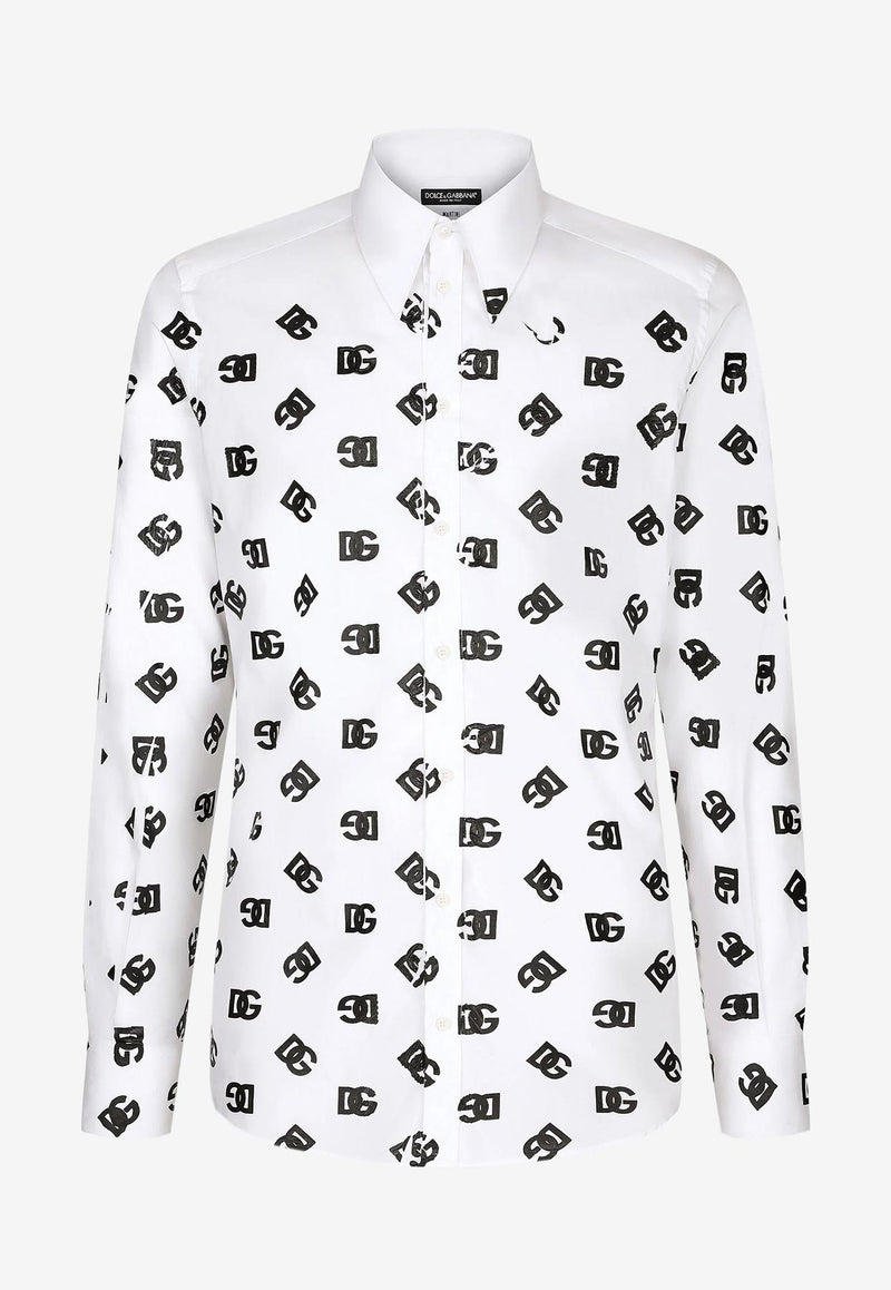 Dolce 
Gabbana Logo Printed Long-Sleeved Shirt Monochrome G5IX8T GF119 W0800