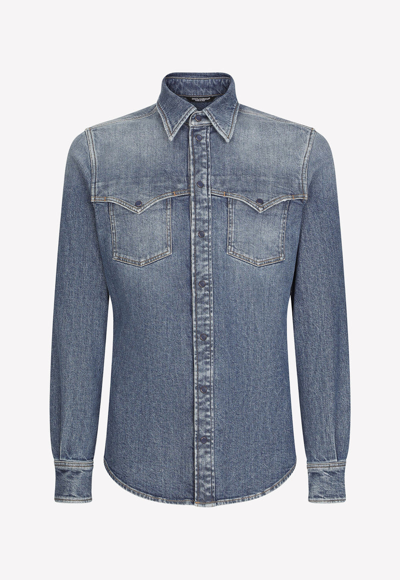 Dolce 
Gabbana Denim Long-Sleeved Shirt Blue G5JS8D G8HA7 S9001