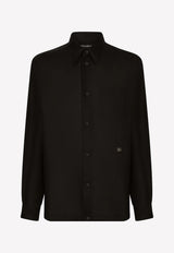 Dolce 
Gabbana Linen Long-Sleeved Shirt with DG Hardware Black G5KJ0T FU4IK N0000