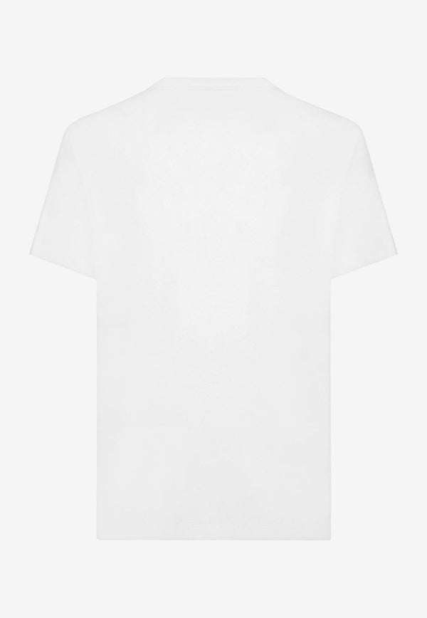 Dolce 
Gabbana Logo-Embroidered Short-Sleeved T-shirt White 