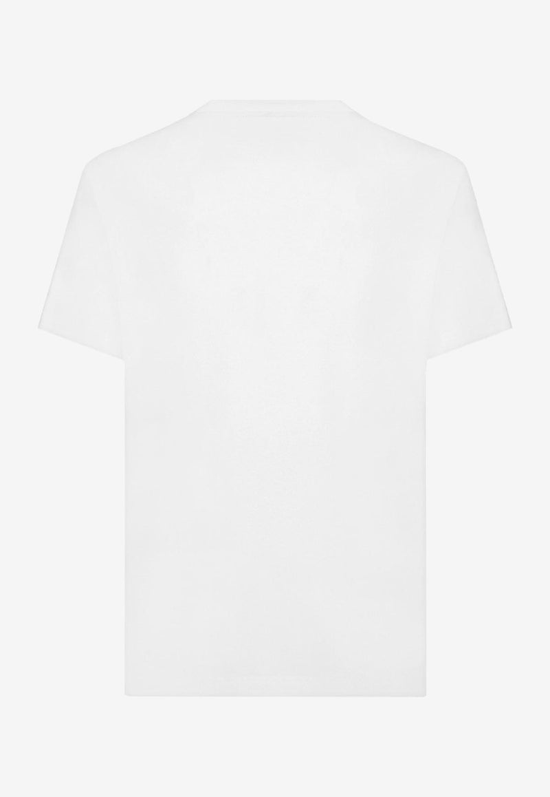 Dolce 
Gabbana Logo-Embroidered Short-Sleeved T-shirt White 