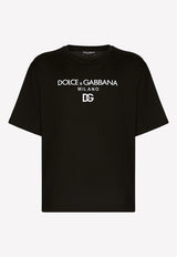 Dolce 
Gabbana Logo-Embroidered Short-Sleeved T-shirt Black G8PD7Z G7B9X N0000