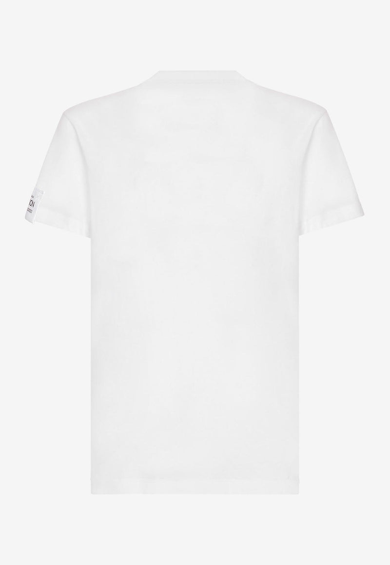 Dolce 
Gabbana Logo-Print Short-Sleeved T-shirt White 