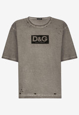 Dolce 
Gabbana Distressed Washed-Out Logo T-shirt Gray G8QK7T HU7MA S9000