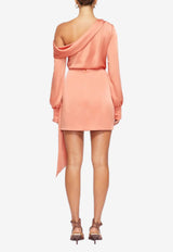 Jonathan Simkhai Mae Draped Mini Skirt in Satin Coral