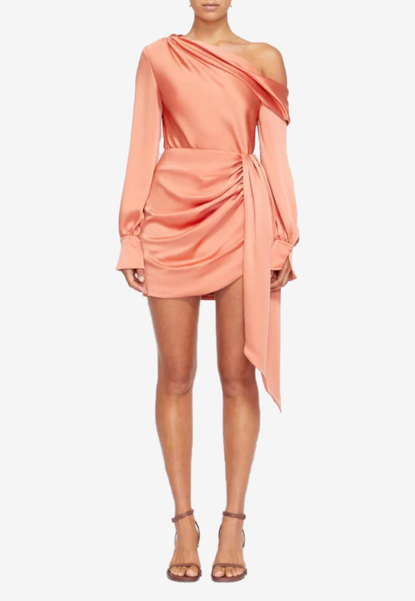 Jonathan Simkhai Mae Draped Mini Skirt in Satin Coral