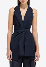 Goen J Knotted Sleeveless Blazer Navy