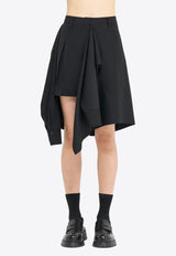 Goen J Asymmetric Mini Skirt with Layered Shirt Black