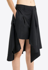 Goen J Asymmetric Mini Skirt with Layered Shirt Black