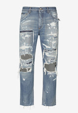 Dolce 
Gabbana Distressed Straight-Leg Jeans Blue GV1TAD G8HG7 S9001