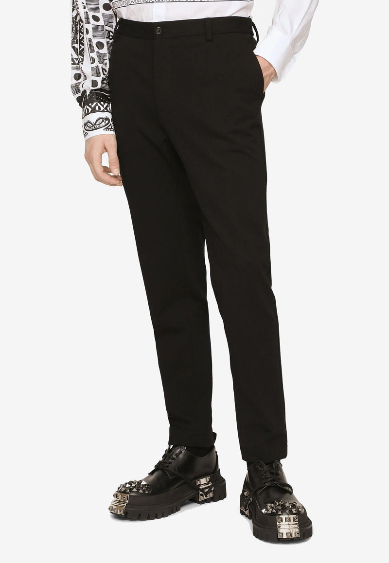 Dolce 
Gabbana Straight-Leg Logo-Embroidered Pants Black GW13ET GF153 N0000